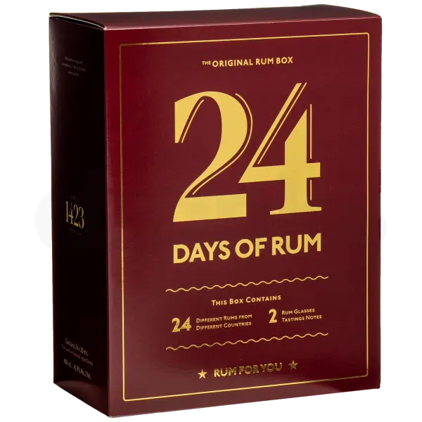 24 Days of Rum Tasting Box RED + 2 Glazen